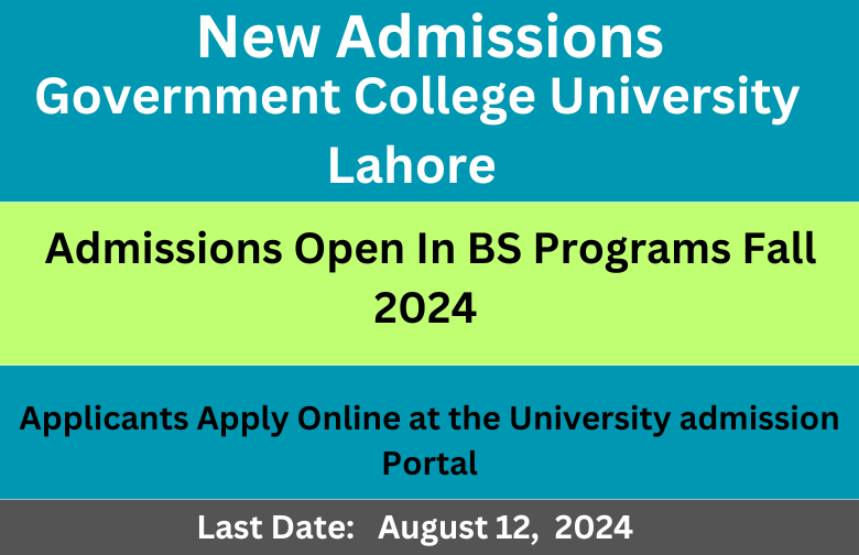 Government College University Lahore New Admissions Fall 2024