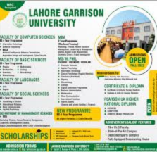 Lahore Garrison University New Admissions Fall 2024