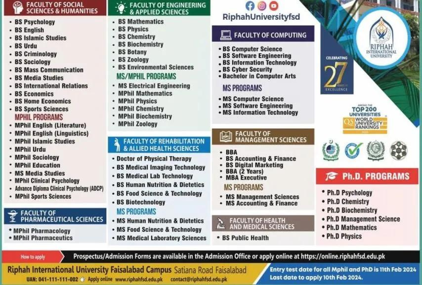 Riphah International University Faisalabad new Admissions Open Fall 2024 (2)